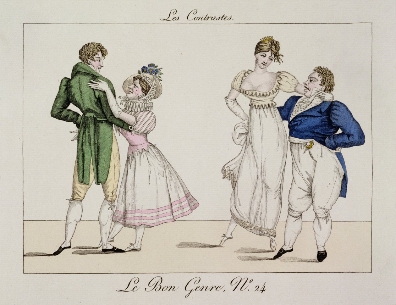 The Contrasts, skylt 24 från Le Bon Genre, 1811 av French School