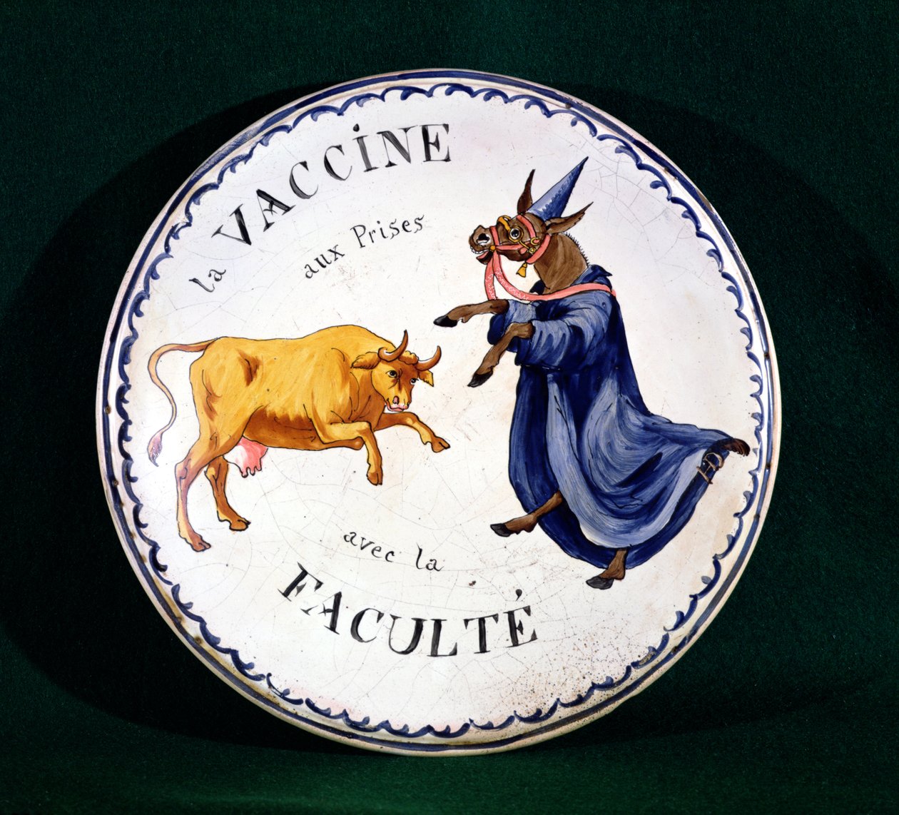 Kokopporna kämpar mot läkaryrket, ca 1800 (glaserad keramik) av French School