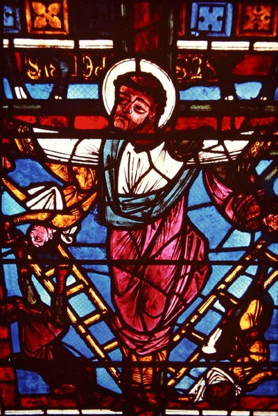 The Crucifixion of St Peter, from the Crucifixion Window, 1150-70 av French School