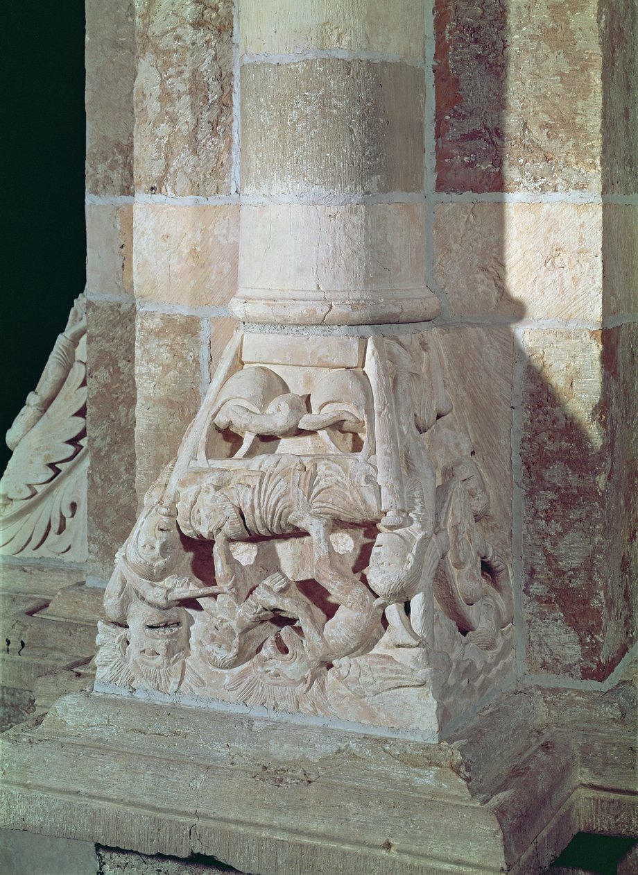Lasarus och den rike mannens död, från en huvudstad i långhuset, c.1150 av French School