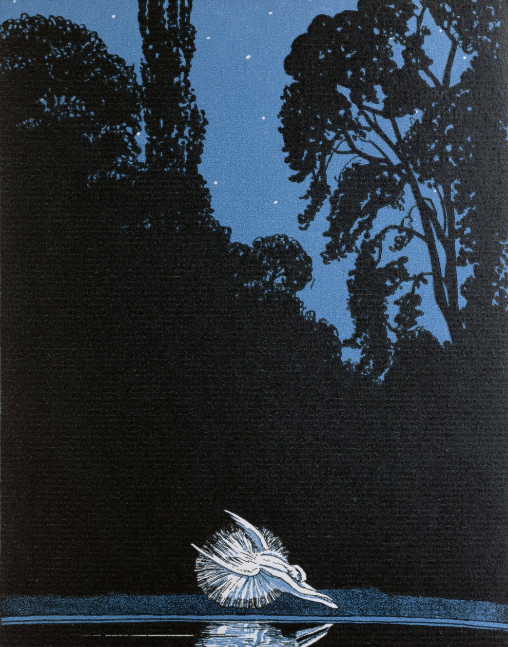 The Death of the Swan, illustration för La Gazette du Bon Ton inspirerad av Tchaikovskys balett Swan Lake, 1924 av French School