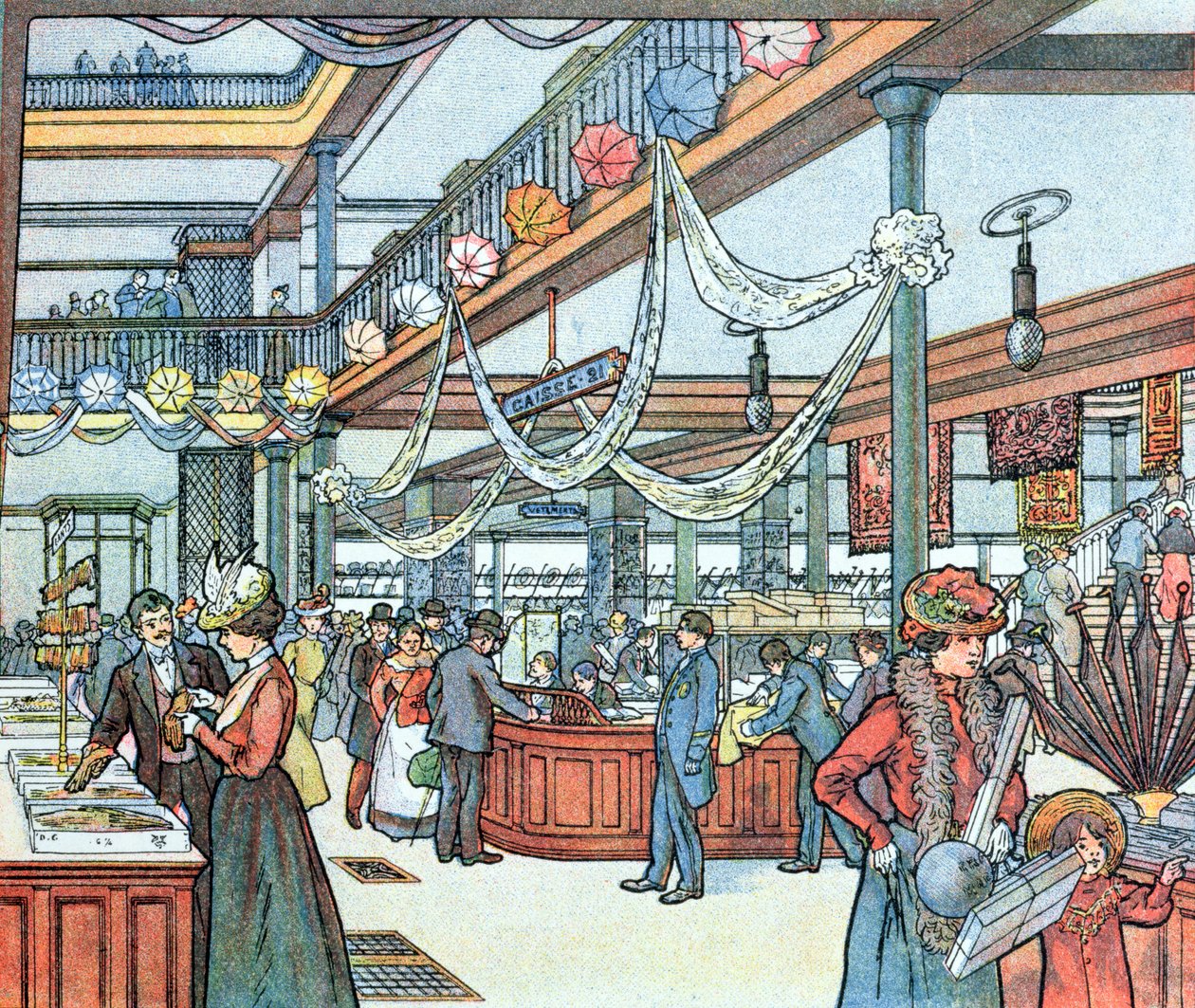 Varuhuset, illustration från Cours Schweiter, ca 1900 av French School