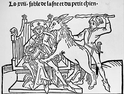Åsnan och den lilla hunden (gravyr) av French School