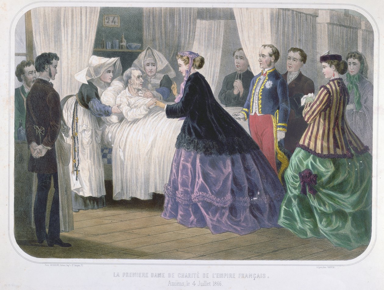 Kejsarinnan Eugenie (1829-1920) besökte koleraoffren i Amiens den 4 juli 1866, ca 1866-70 av French School