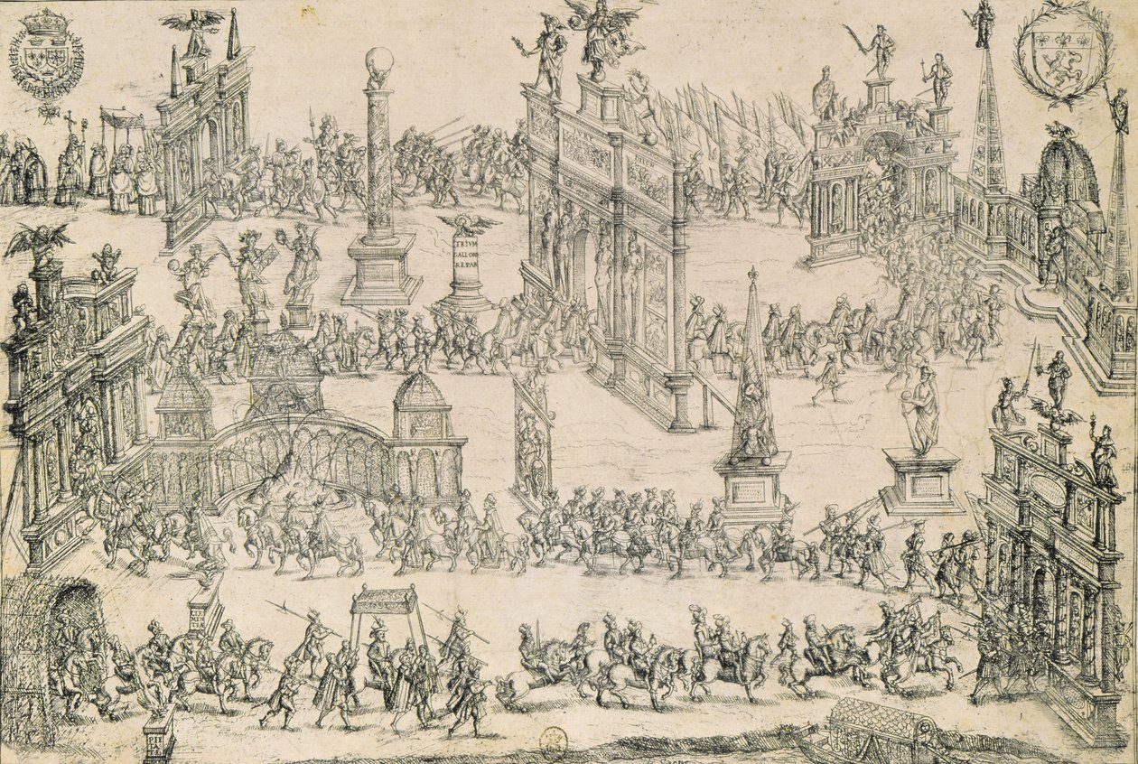 Henri IV:s (1553-1610) inträde i Lyon, 4 september 1595 av French School