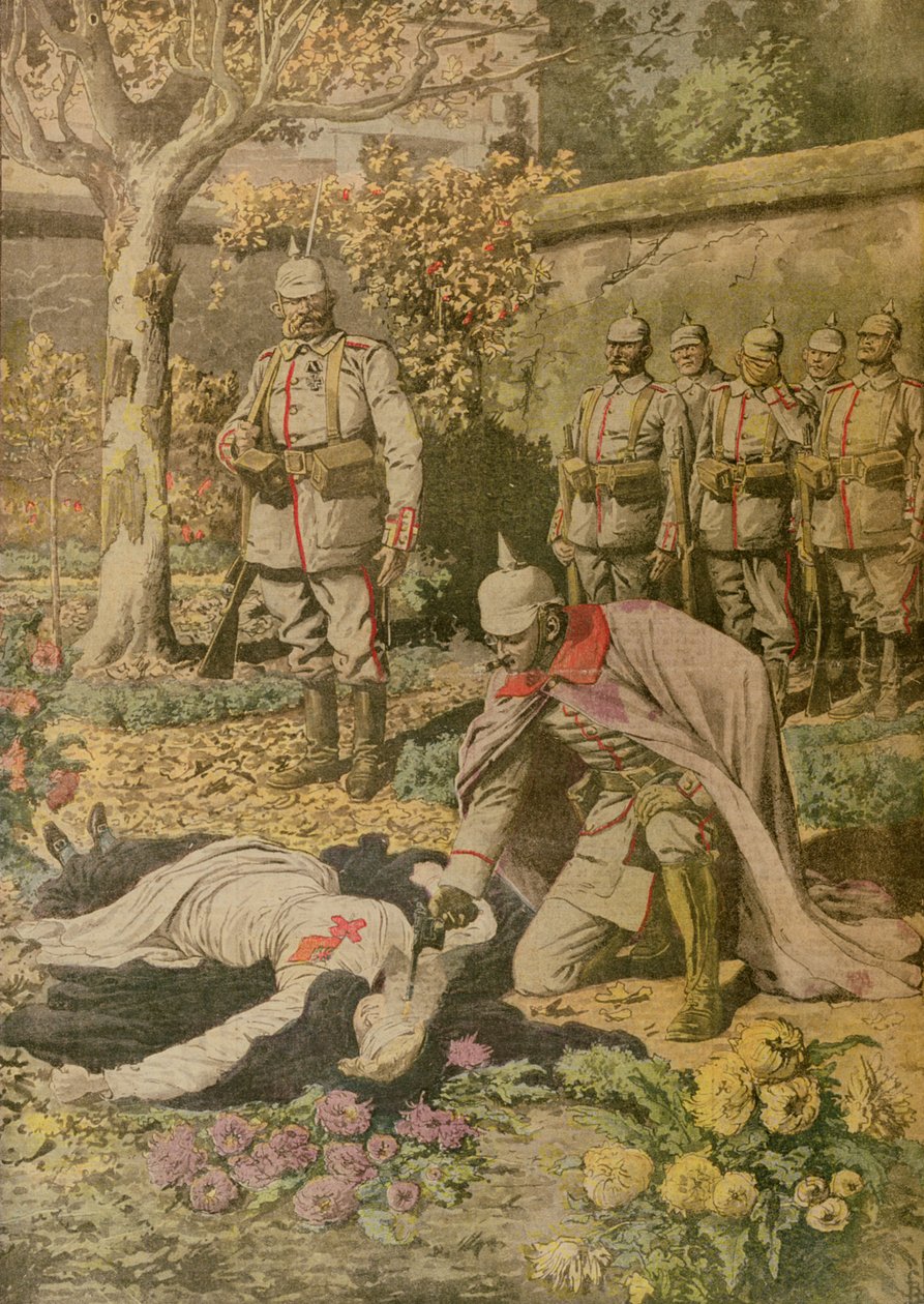 Avrättningen av Edith Cavell (1865-1915) från Le Petit Journal, november 1915 av French School