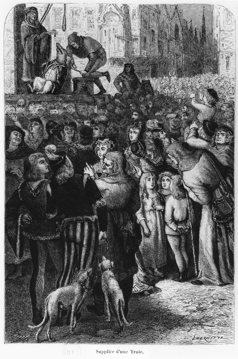 The Execution of the Sow from Falaise, illustration från The Man and the Beast av A. Mangin, 1872 av French School