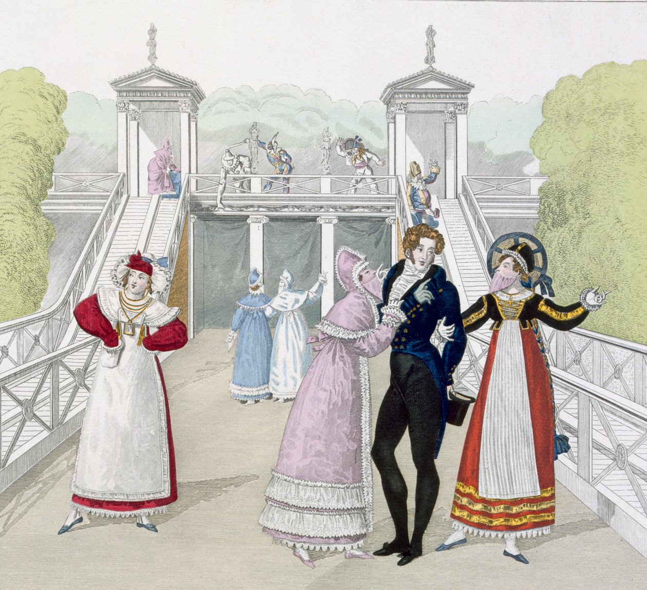 The Fairground Slide at the Salle de lOdeon, skylt 101 från Le Bon Genre, tidigt 1800-tal av French School