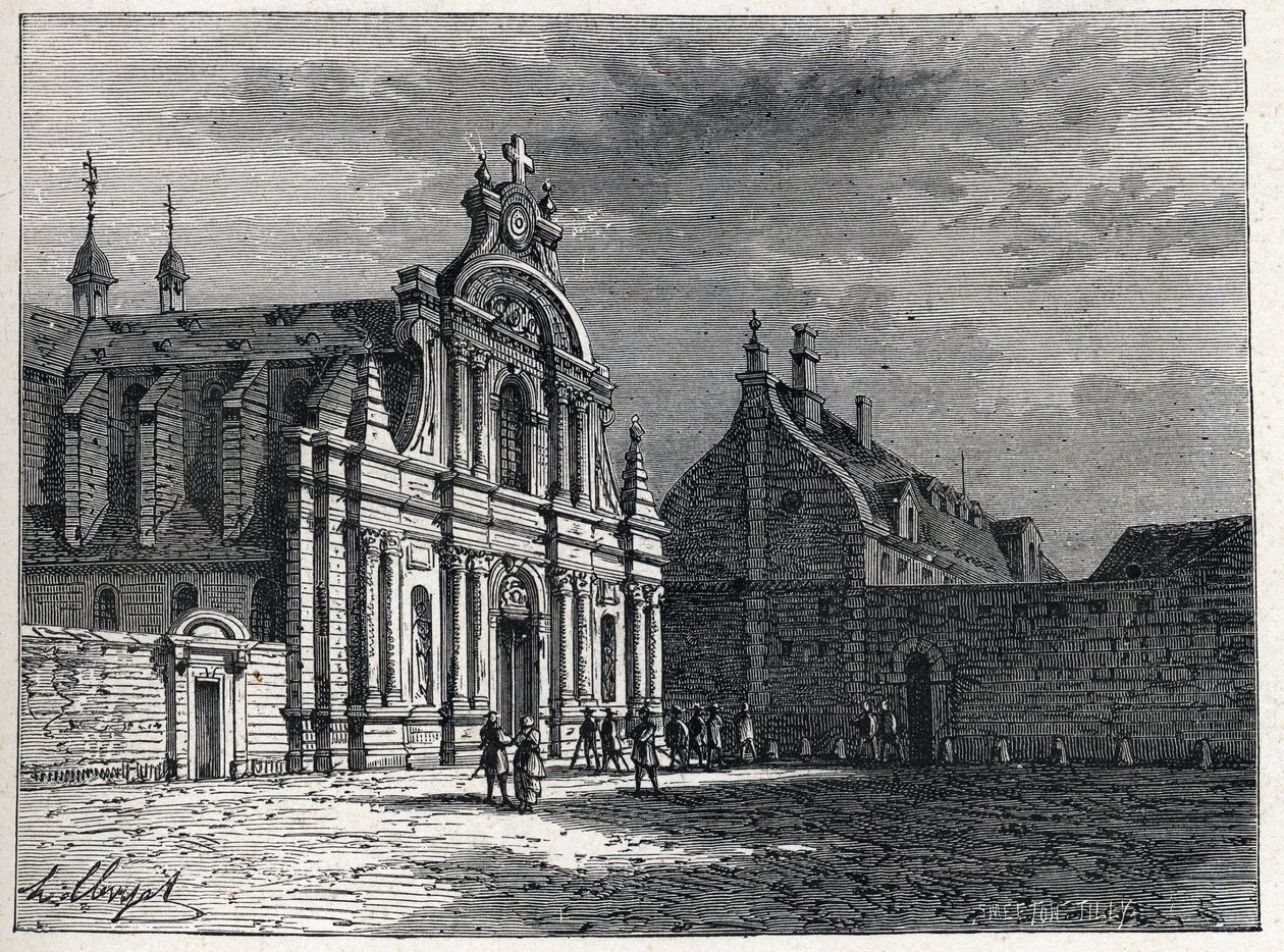 Feuillants-klostret, mötesplatsen för Feuillants Club, en rojalistisk politisk organisation under den franska revolutionen. Gravyr från 1889. Privat samling. av French School