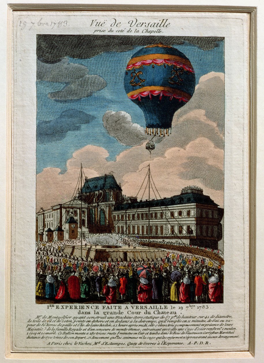 Det första ballongexperimentet på Chateau de Versailles, 19 september 1783 av French School