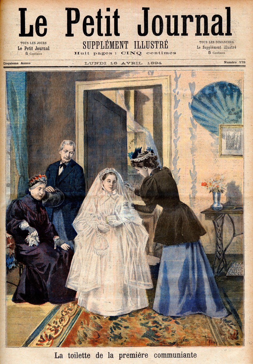 The First Communicant, illustration från "Le petit Journal" av French School
