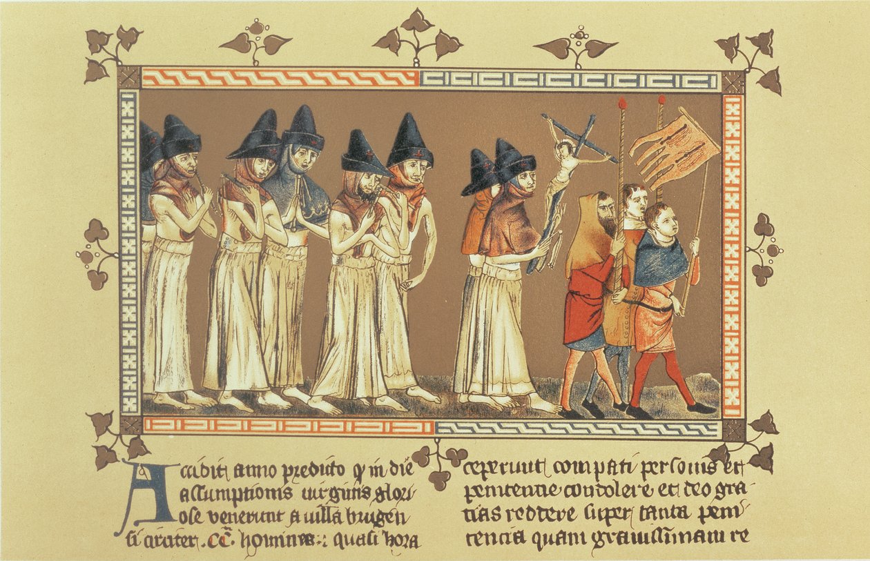 Flagellanterna i Doornik 1349, kopia av en miniatyr från Aegidius Li Muisis krönika av French School