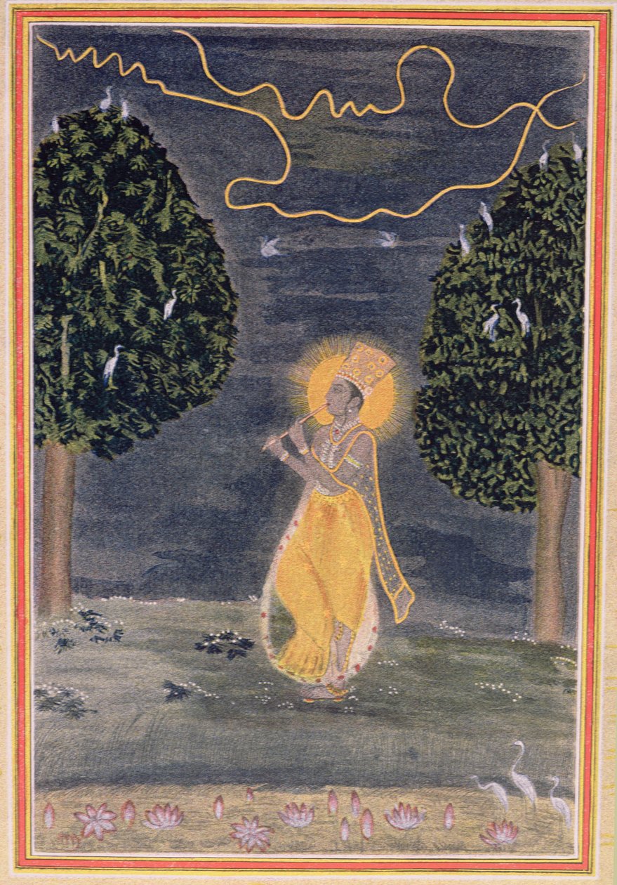 Flöjtspelaren, illustration för Prince Diamond, från The Arabian Nights, 1895 (färgstick) av French School
