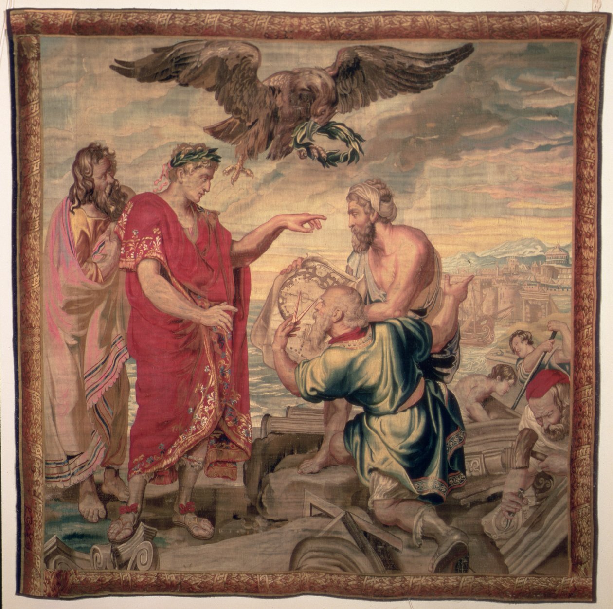 Grundandet av Konstantinopel, från serien The History of Emperor Constantine, Raphael de la Planche Factory, Paris, 1633-68 av French School