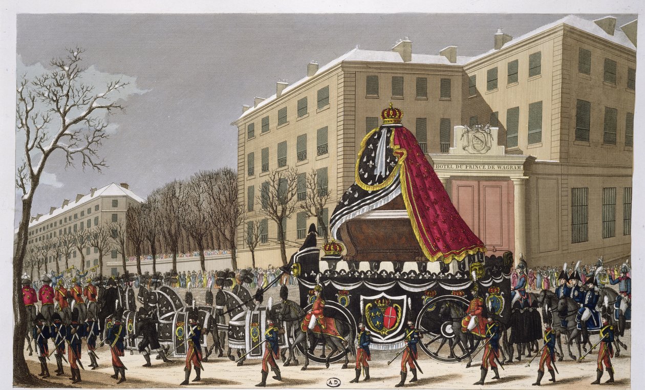 Ludvig XVIs (1754-93) och Marie-Antoinettes (1755-93) begravningsprocession 21 januari 1815 av French School
