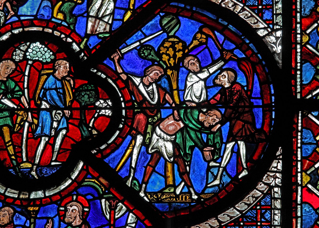 The Good Samaritan window: tjuvar attackerar resenären (w44) av French School