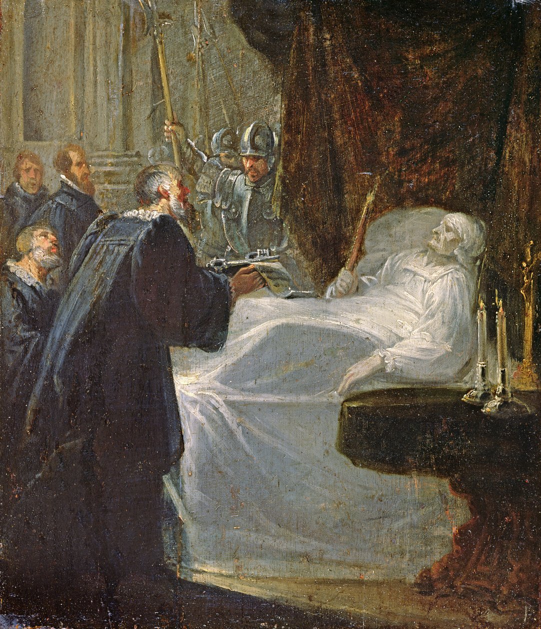 Guvernören i Chateauneuf-de-Randon i Gevaudan gav nycklarna till staden till Bertrand du Guesclin vid hans död 1380 av French School