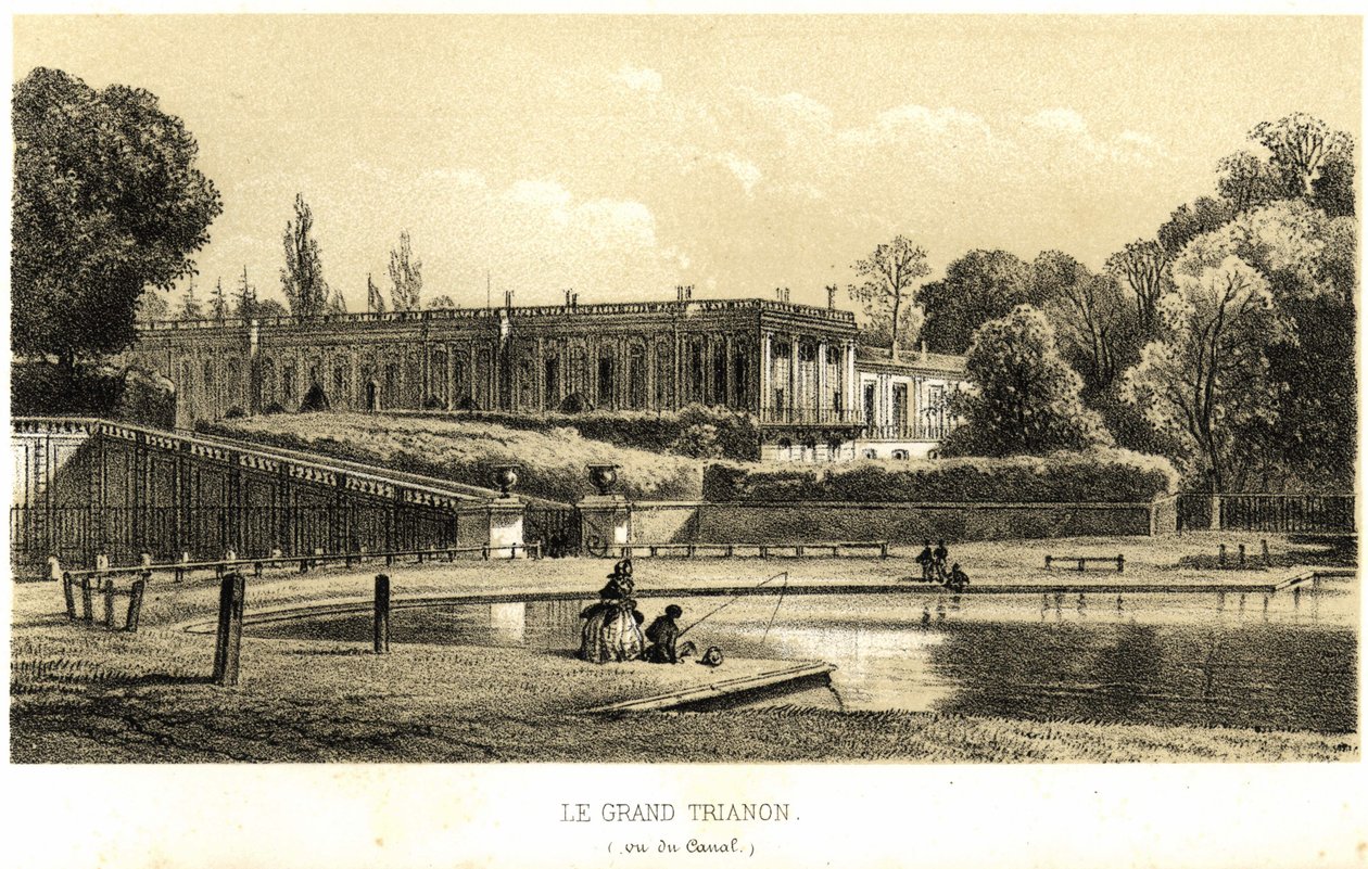 Grand Trianon, sett från kanalen i Versailles 1857. av French School