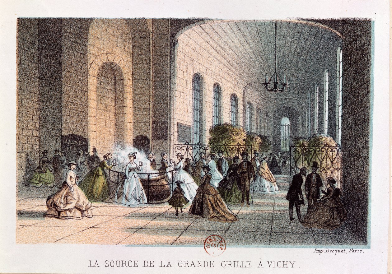 Vattenkällan Grande Grille i Vichy, mitten av 1800-talet av French School