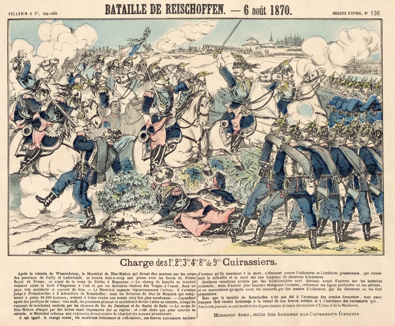 Det franska kavalleriets heroiska anfall under slaget vid Reichshoffen, 6 augusti 1870 av French School