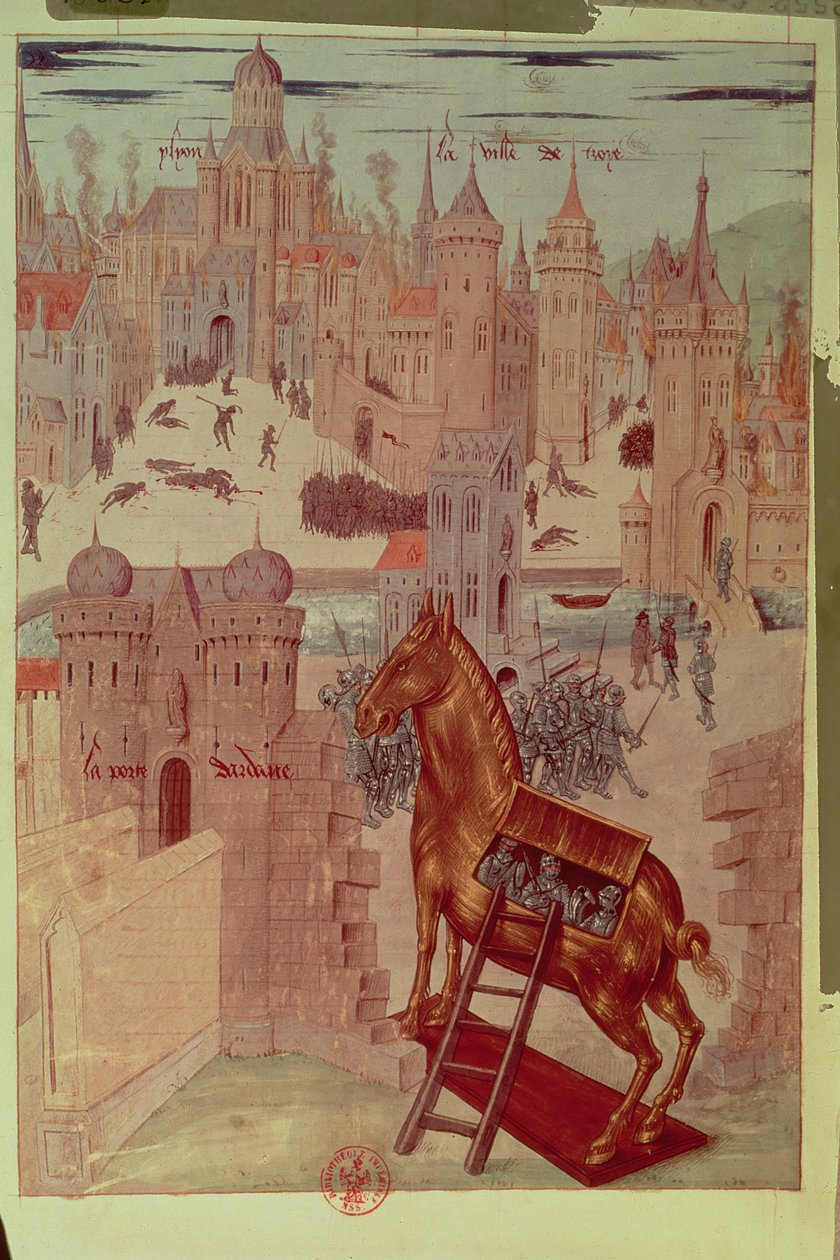 "Trojas historia" av Raoul Lefevre (tryck) av French School
