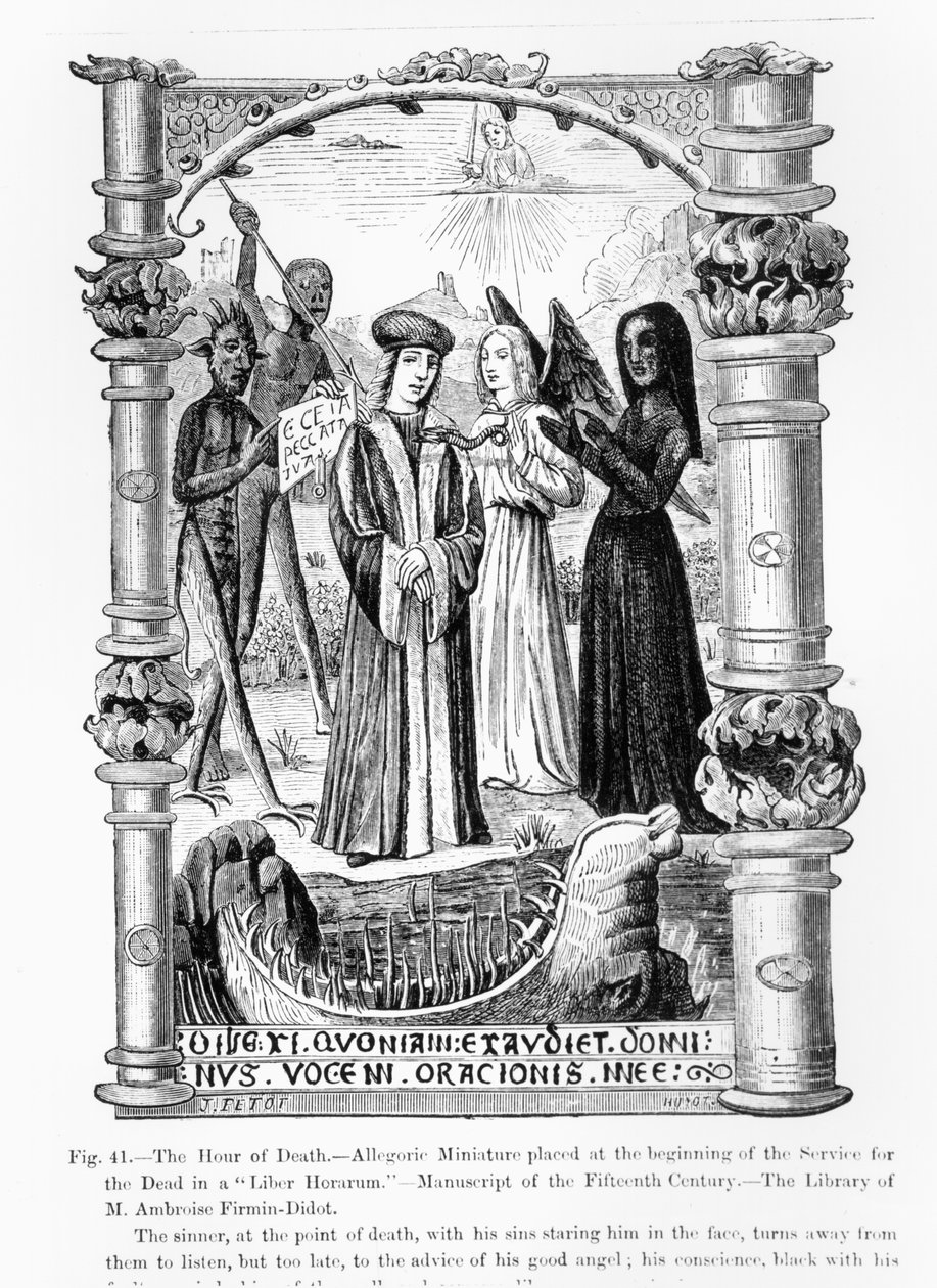 The Hour of Death, en allegorisk miniatyr, från ett 1400-talsmanuskript av French School