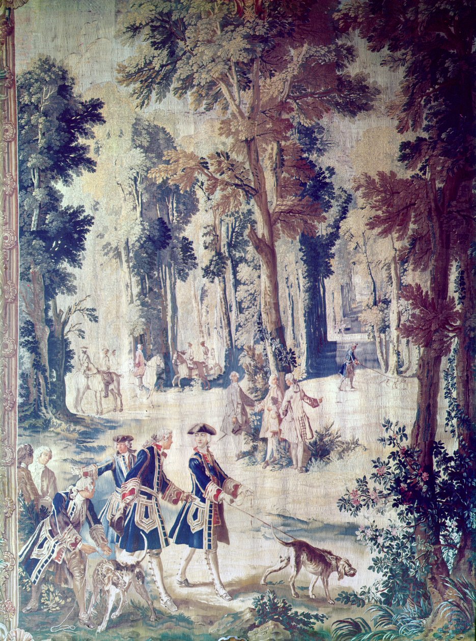 Jakten på Ludvig XV, gobeläng, mitten av 1700-talet (gobeläng) av French School