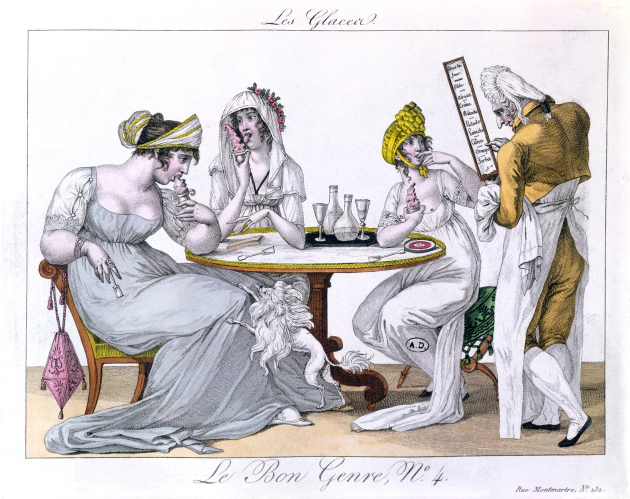The Ice Cream, platt 4 från Le Bon Genre, Paris, 1827 av French School