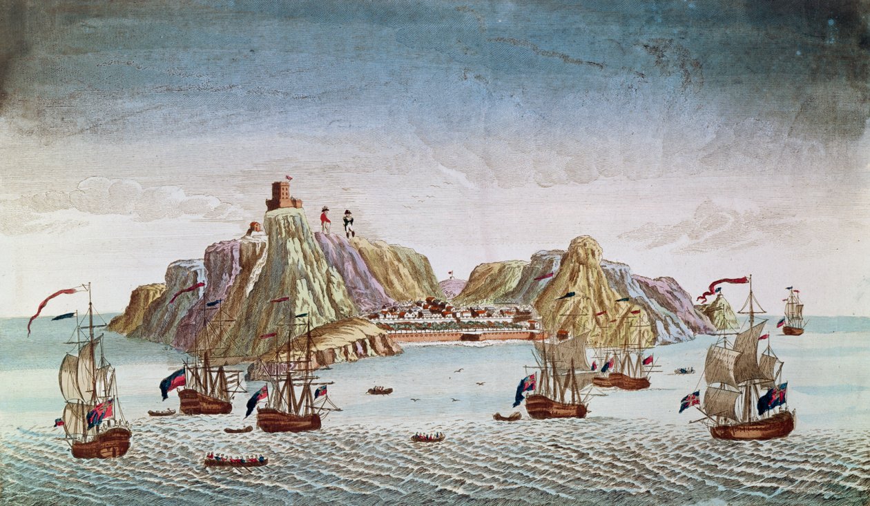 Ön St. Helena, exilplats för general Napoleon Bonaparte (1769-1821) av French School