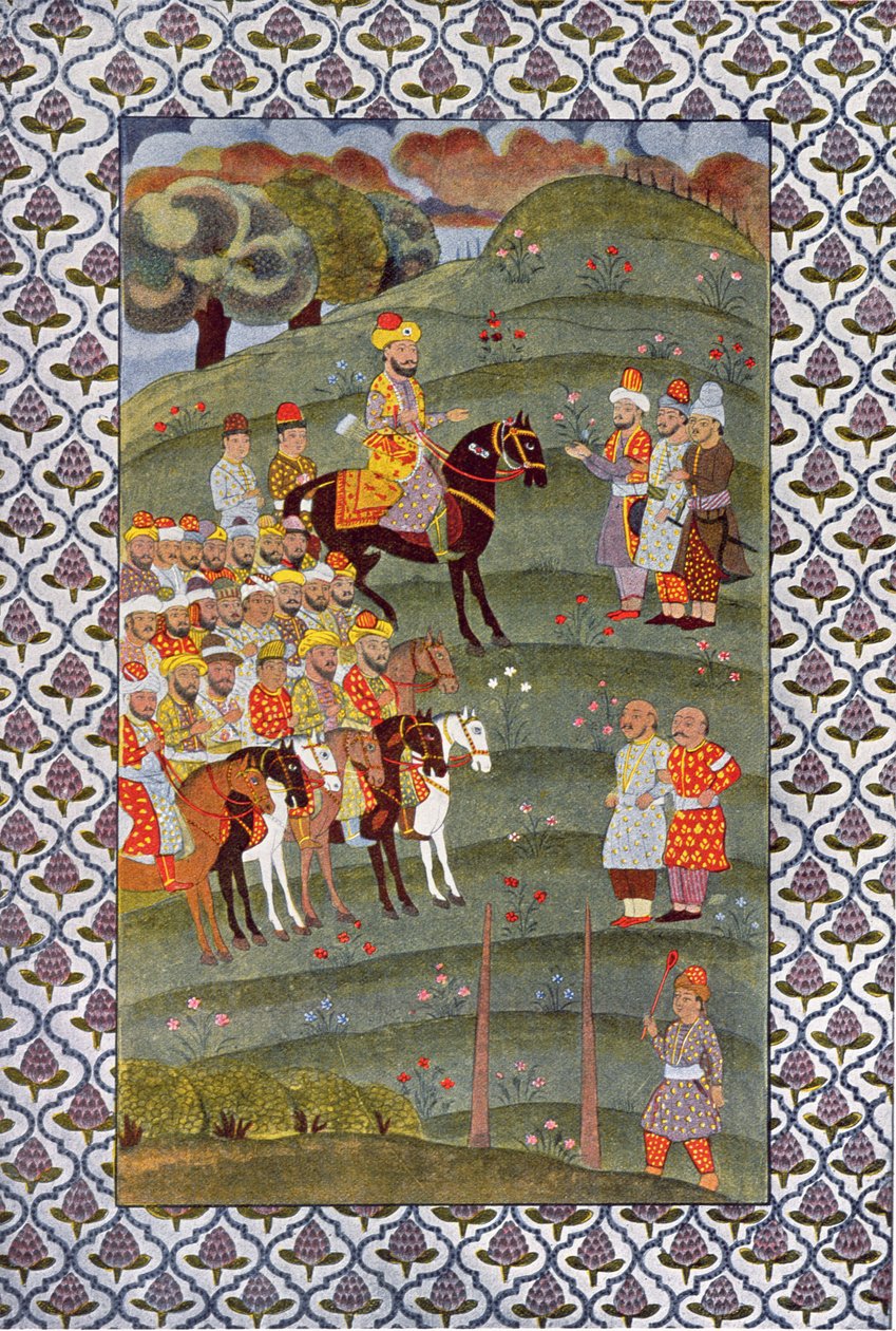 The Khalifat on a Horse, illustration från The Arabian Nights, 1895 (färgstick) av French School