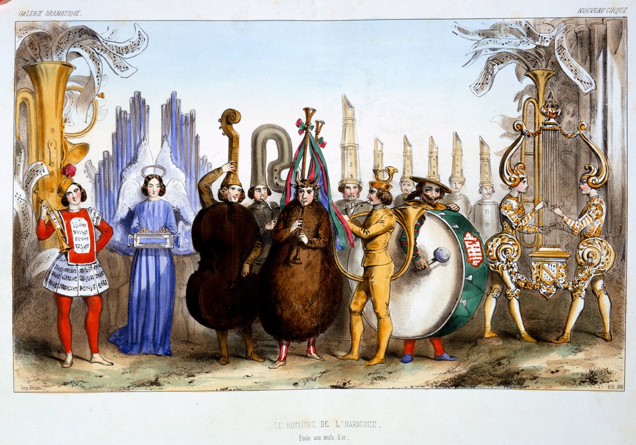 The Kingdom of Harmony, från Galerie Dramatique Costumes des Theatres de Paris av Dollet, Lacauchie & Lasalle, publicerad 1844 av French School