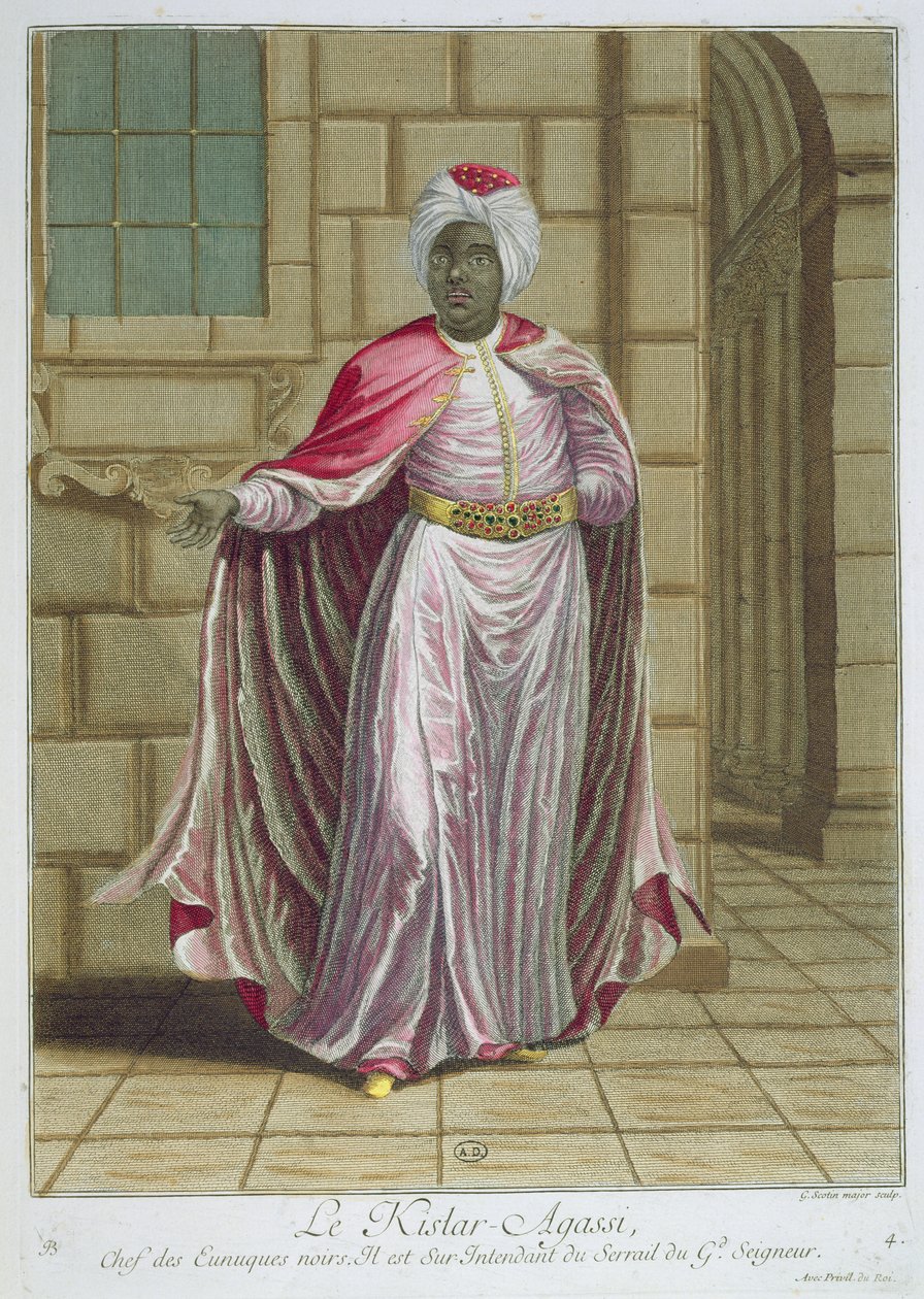 Kislar-Agassi, från Recueil destampes sur les Costumes du Levant, graverad av Gerard Jean Baptiste Scotin (1671-1716) 1707-08 av French School