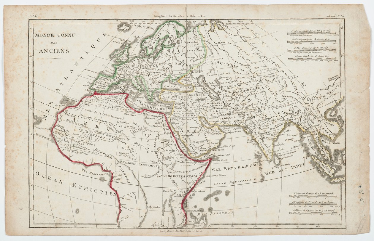The Known World of the Ancients (handfärgad gravyr) av French School