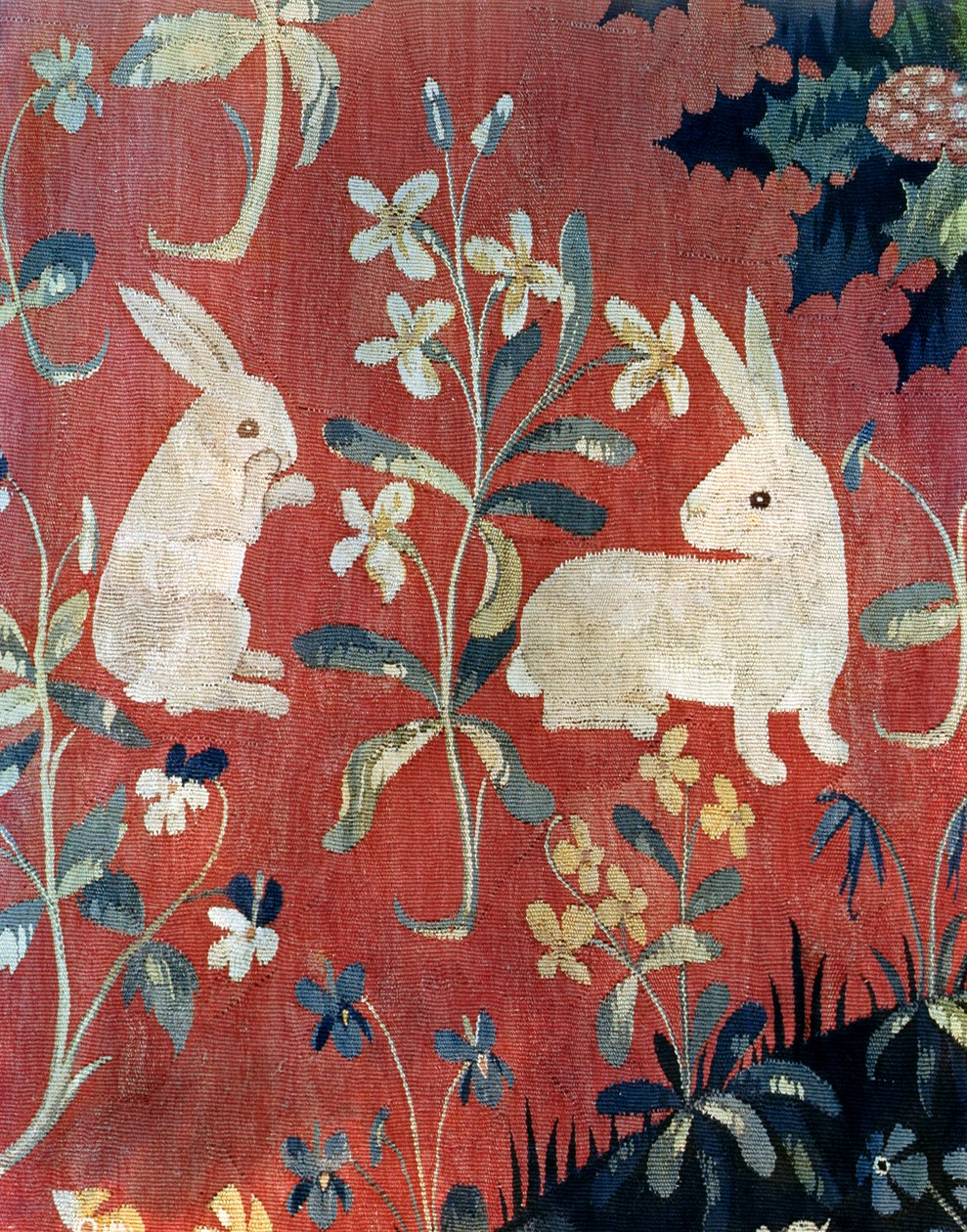 The Lady and the Unicorn: "Taste", detalj av två kaniner av French School