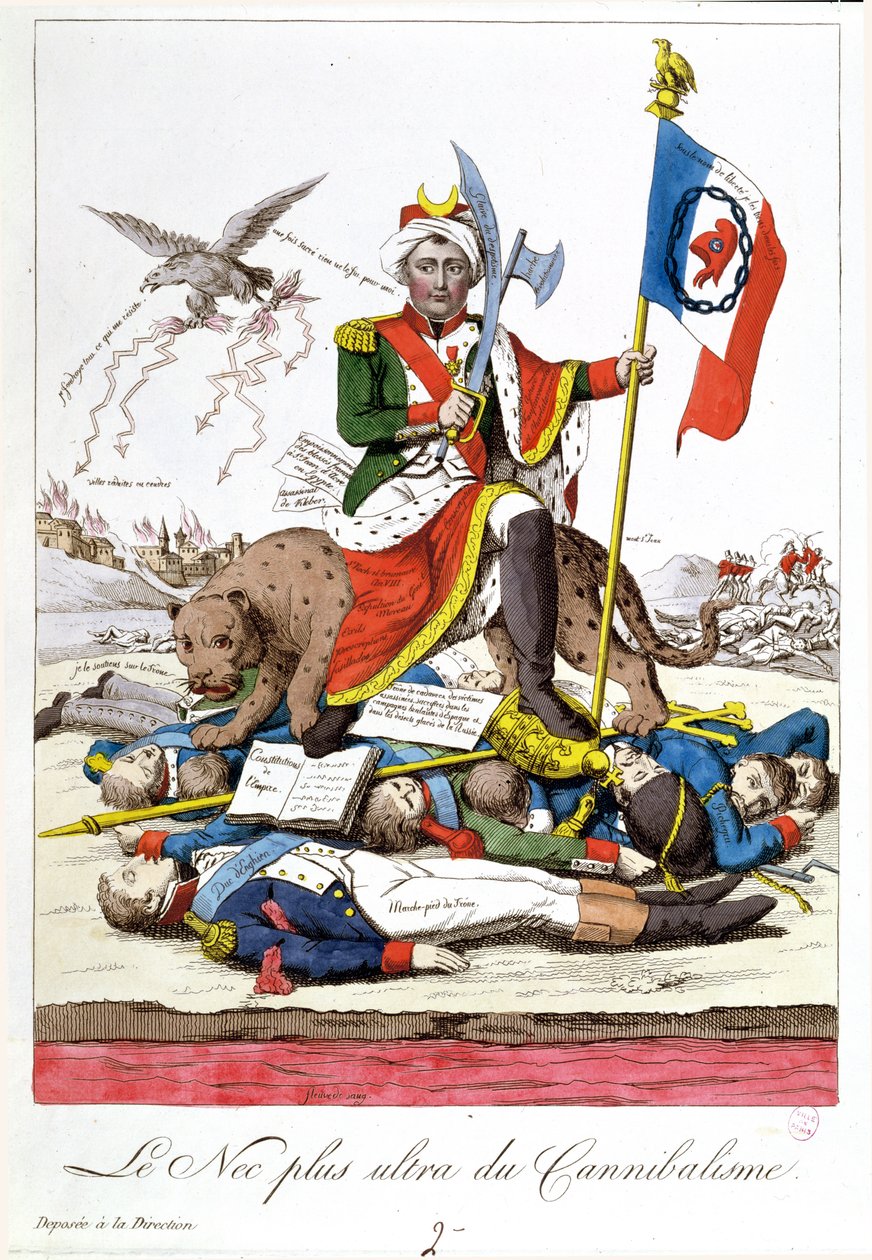 The Last Word in Cannibalism, anti-Napoleon karikatyr, c.1815 av French School
