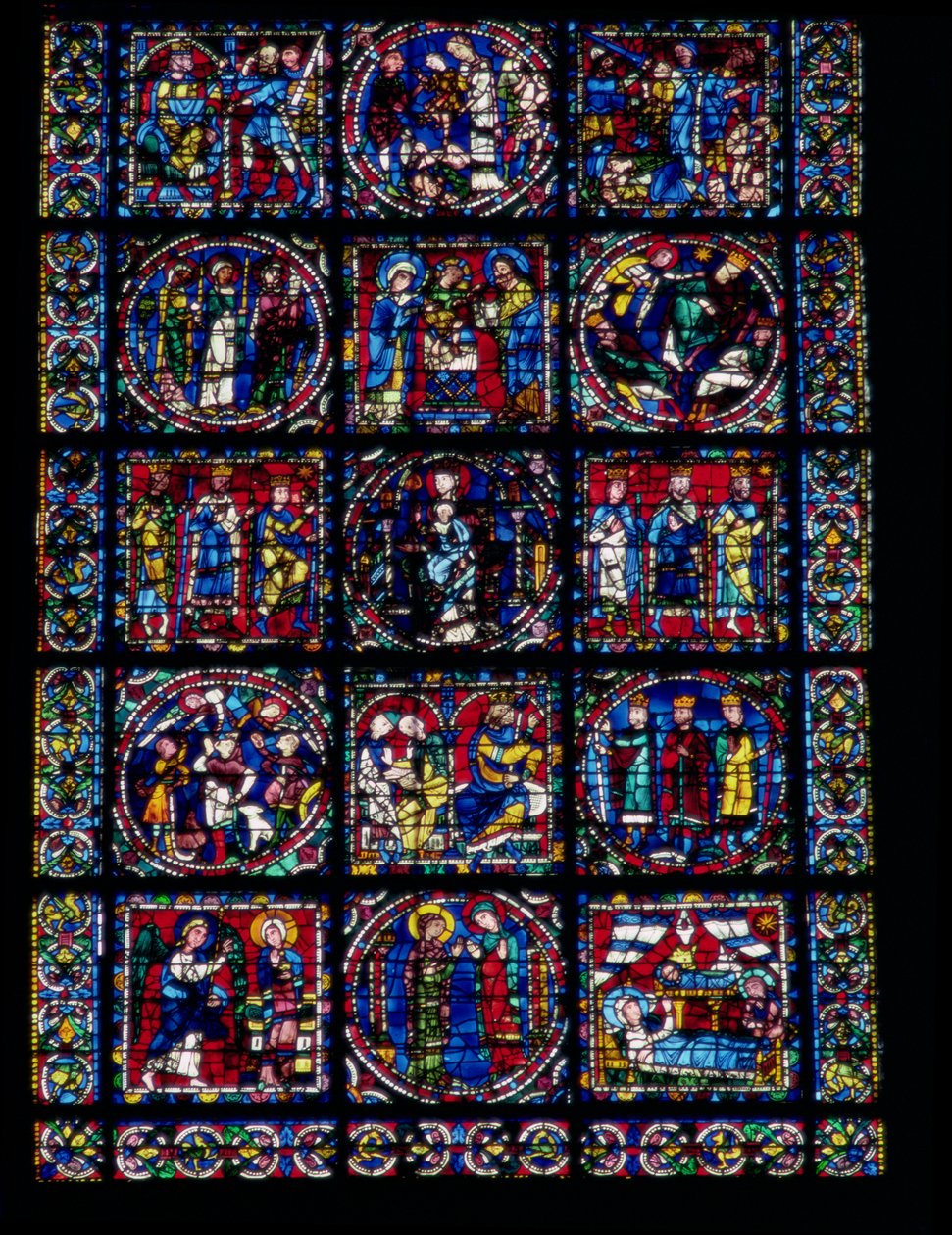 The Life of Christ, Nya testamentets cykel, nedre halvan av fönstret, c.1145-50 av French School