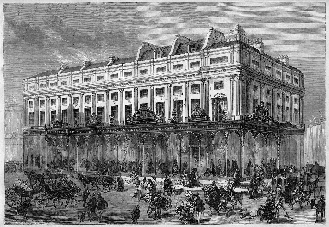 London General Mourning Warehouse, en "sorgbutik" i William Jay and Co. House belägen på Regent Street i London av French School