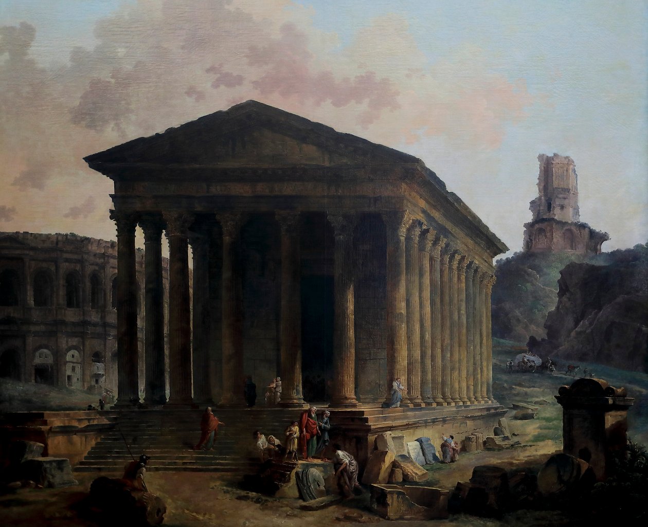 Maison carré, amfiteatern och Tour Magne, Nimes av French School