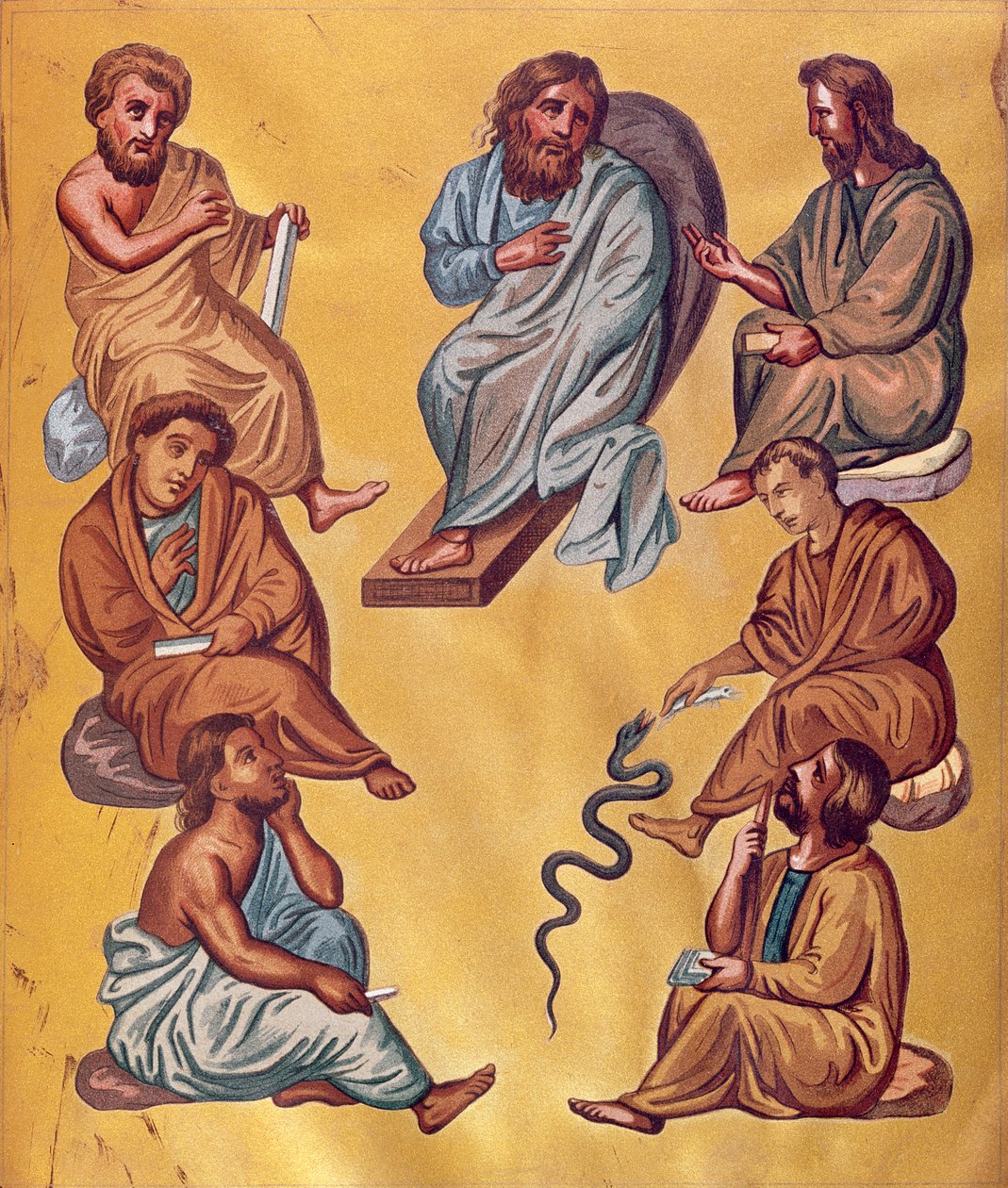 Antikens stora läkare, fascimile från Codex Constantinopolitanus av Dioscorides av French School