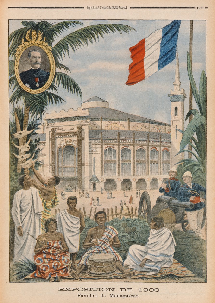 Den madagaskiska paviljongen vid världsutställningen 1900, Paris, illustration från 