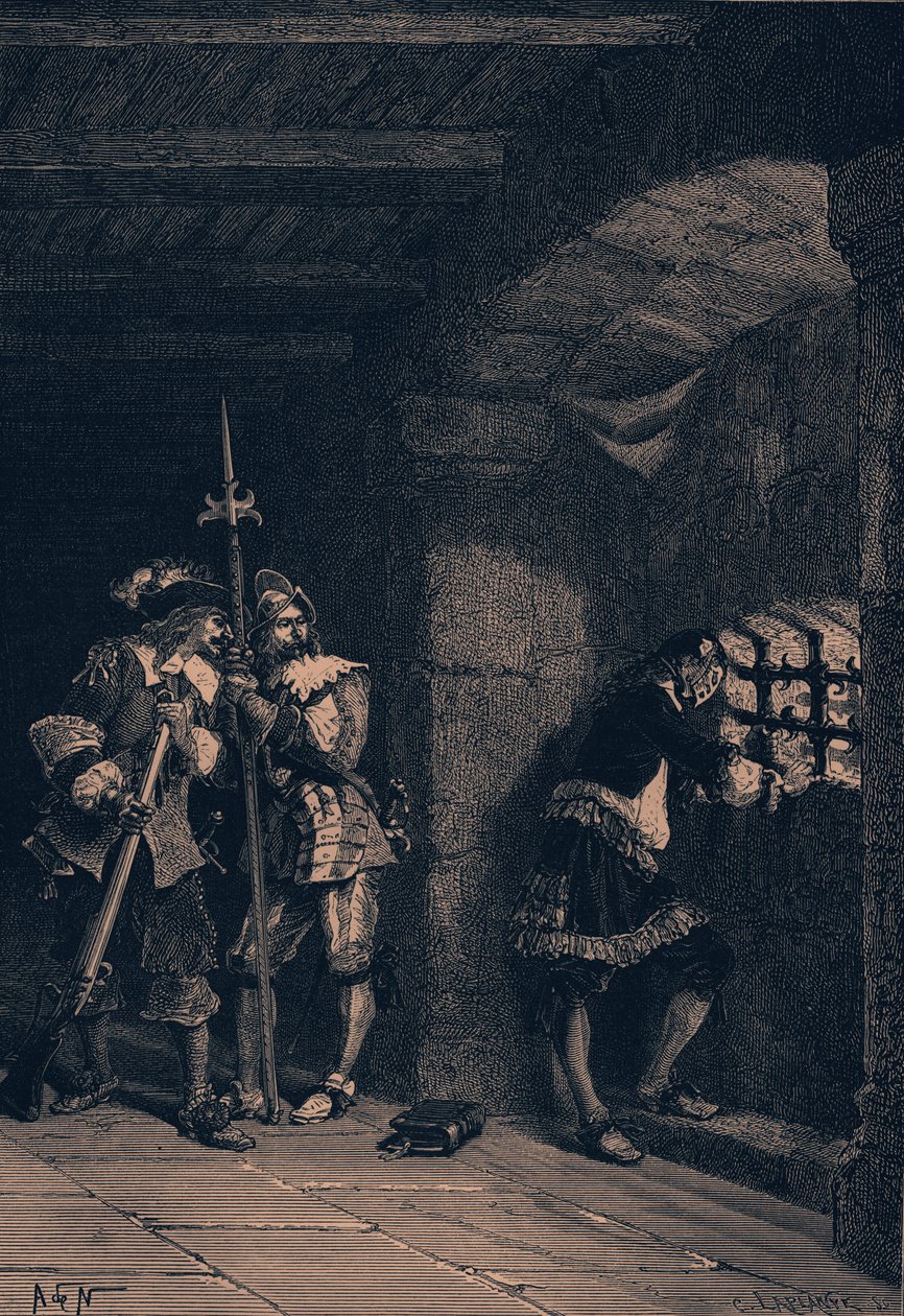 Mannen med järnmasken, från "A History of France (Vol. IV)" av Guizot (gravyr) av French School