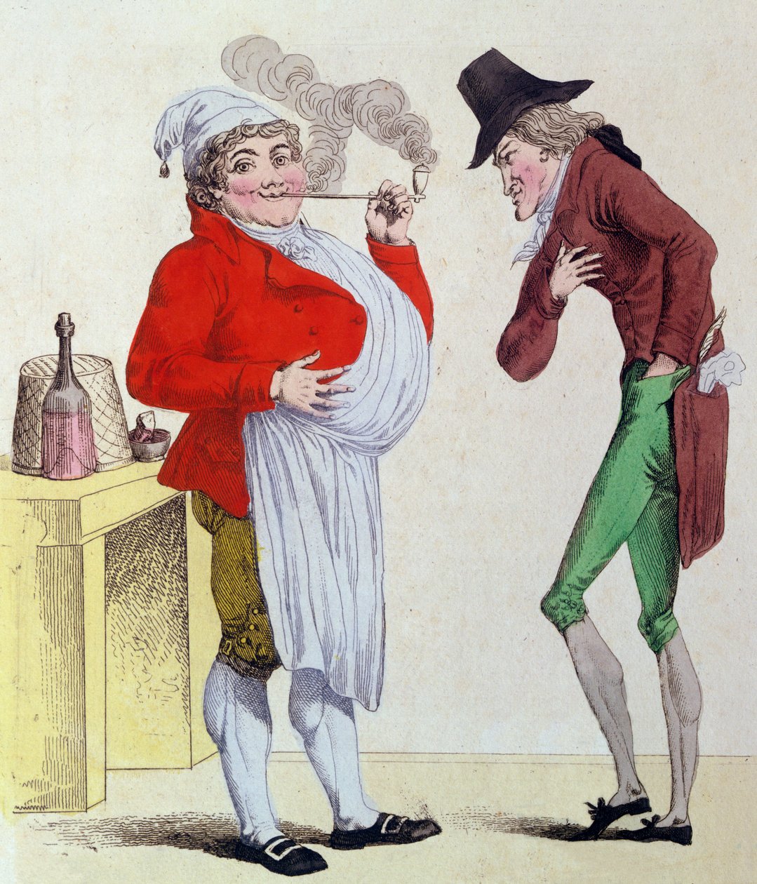 Mannen utan oro och mannen utan pengar, maj 1815 (färgstick) av French School