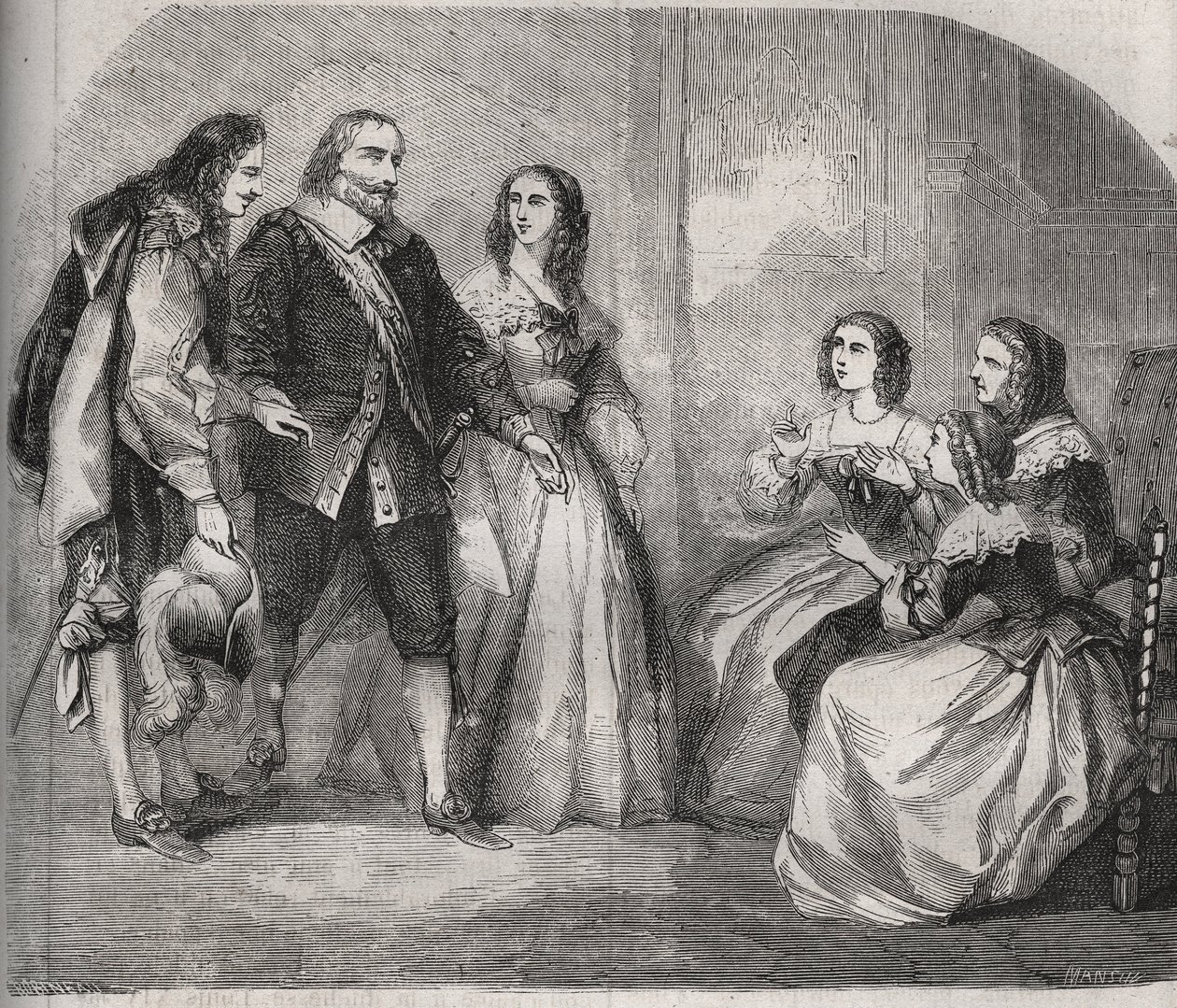 Markisen av Montespan, Louis Henri (Louis-Henri) de Pardaillan de Gondrin (1640-1691) (till vänster) kom för att fria till äktenskapet med Francoise Athenais (Francoise-Athenais) av Rochechouart Mortemart (då Marquise de Montespan eller Madame) av Montespa av French School