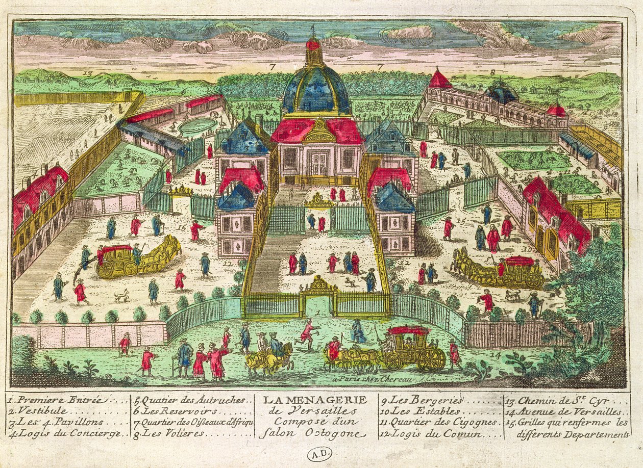 Menageriet och den åttkantiga salongen i Versailles av French School