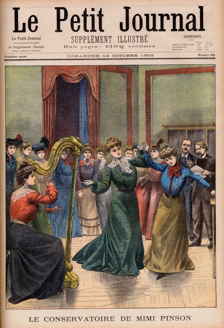 Mimi Pinsons musik- och dansskola. Mimi Pinsons konservatorium. Illustration för Le petit Journal av French School