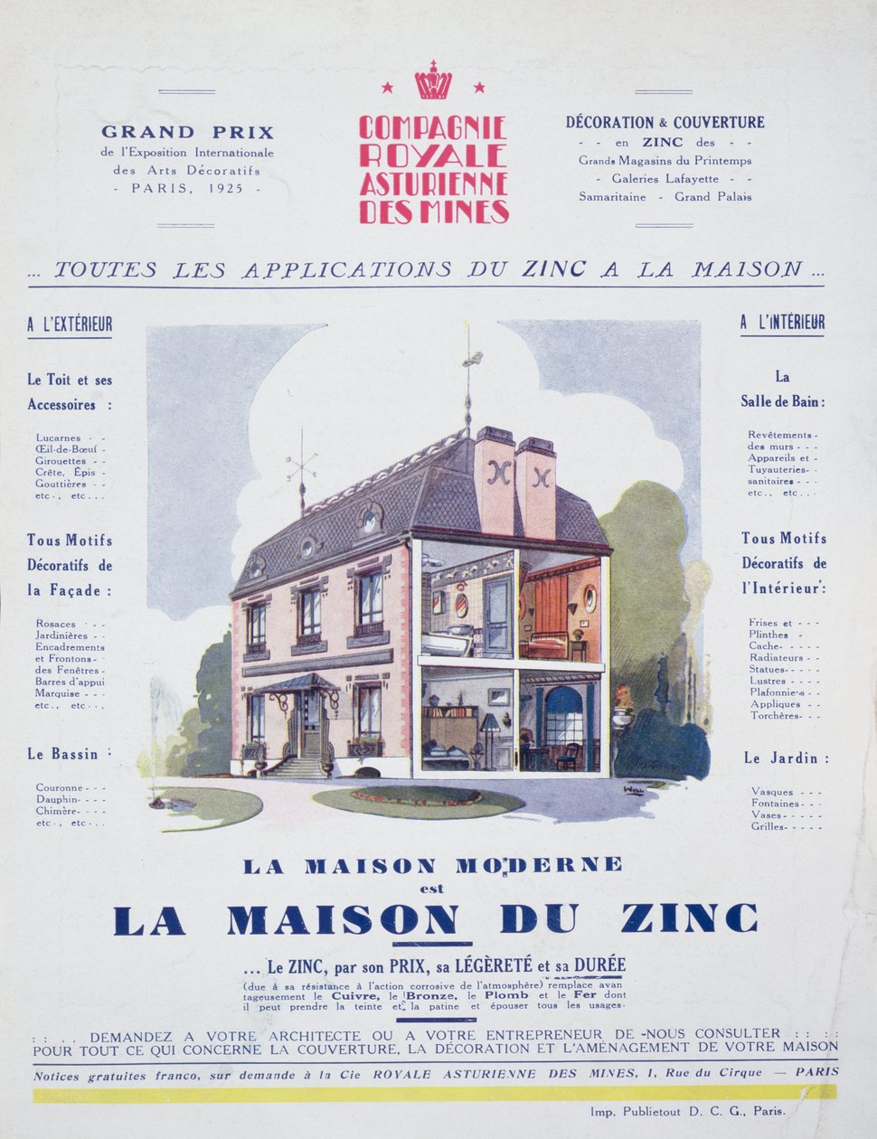 The Modern House är ett zinkhus, annons från tidningen LArt Menager, maj 1927 av French School