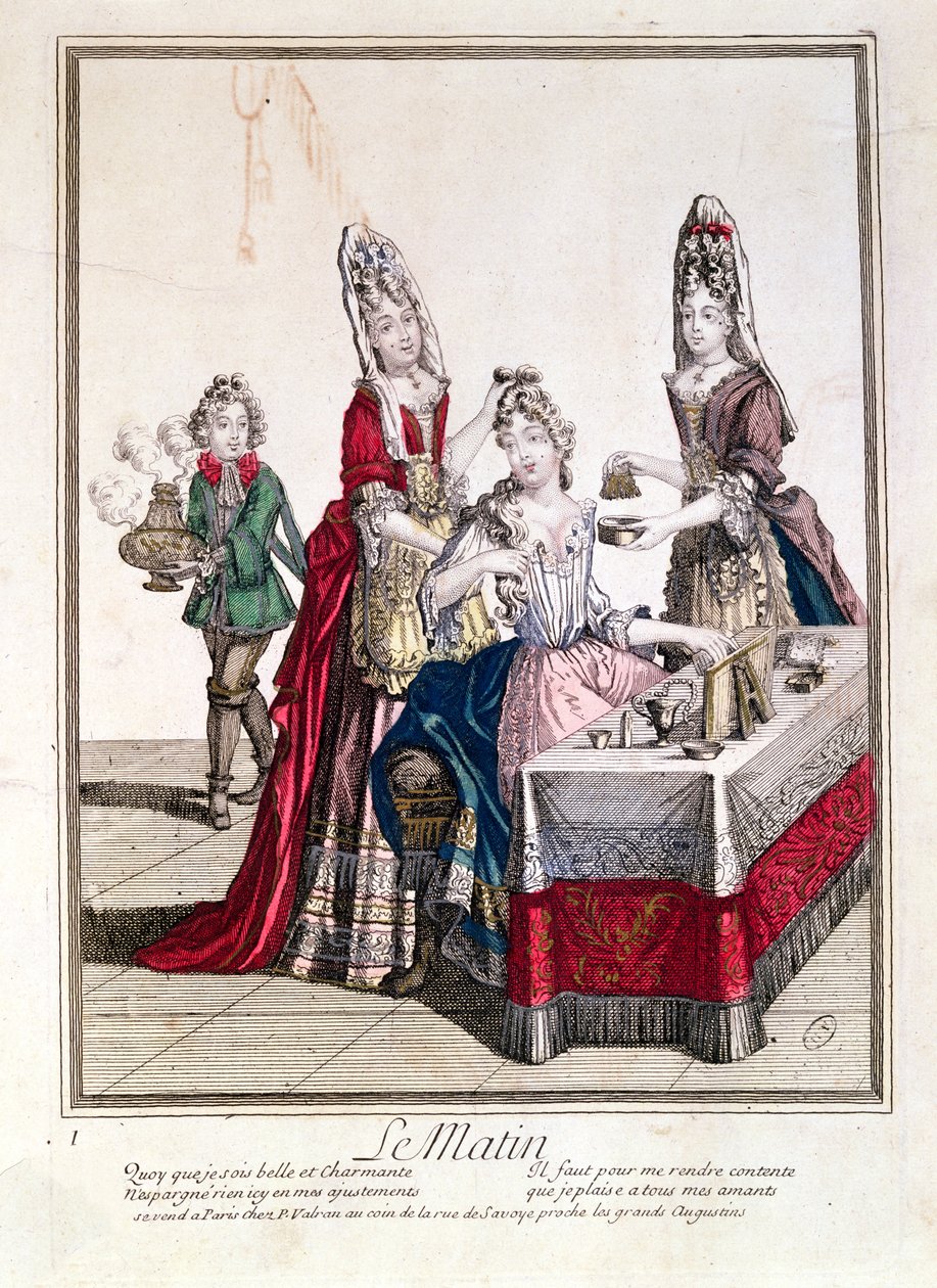 The Morning, Lady at her Toilet, 1600-talets andra hälft (färgstick) av French School