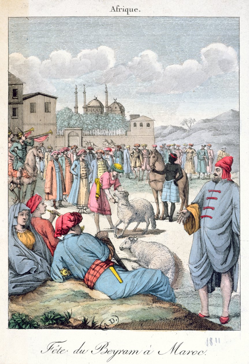 Den muslimska festivalen Eid-el-Kabir i Marocko, 1811 av French School