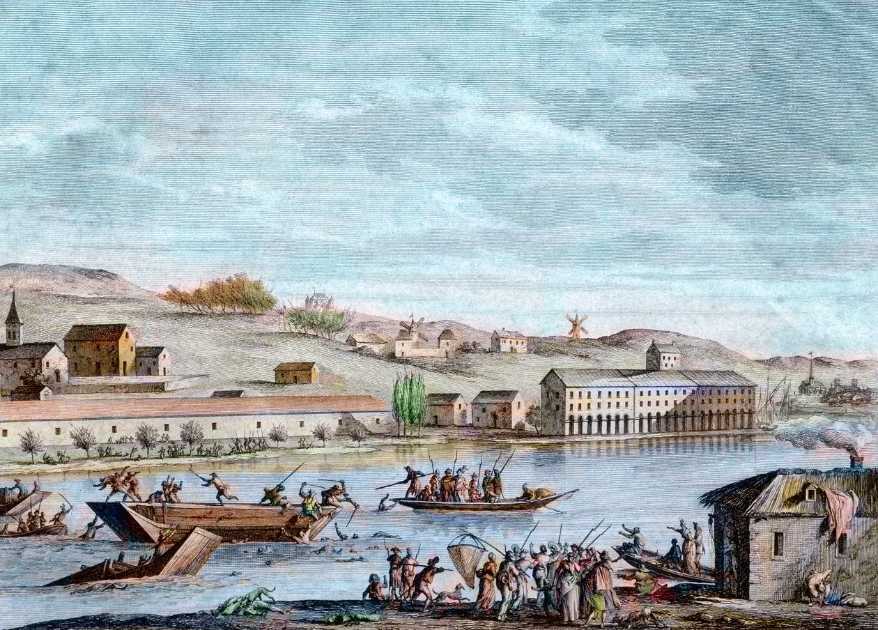 Nantes drunkning, skräckvälde, 1793 av French School