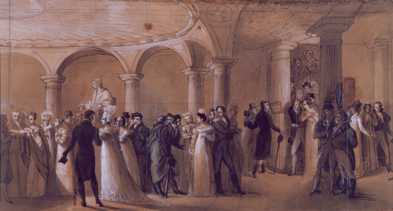 Peristylen på Theatre Francais, c.1822 av French School